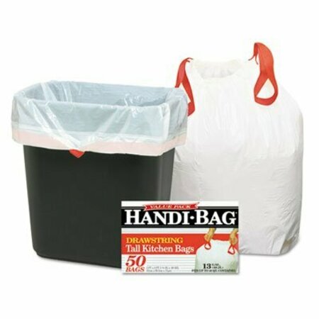 WEBSTER INDUSTRIES CT, DRAWSTRING KITCHEN BAGS, 13 GAL, 0.6 MIL, 24in X 27.4in, WHITE, 6PK HAB6DK50CT